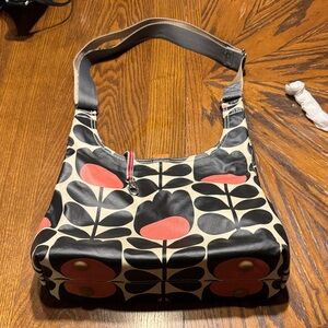 Etcetera Black and Red Floral Shoulder Bag